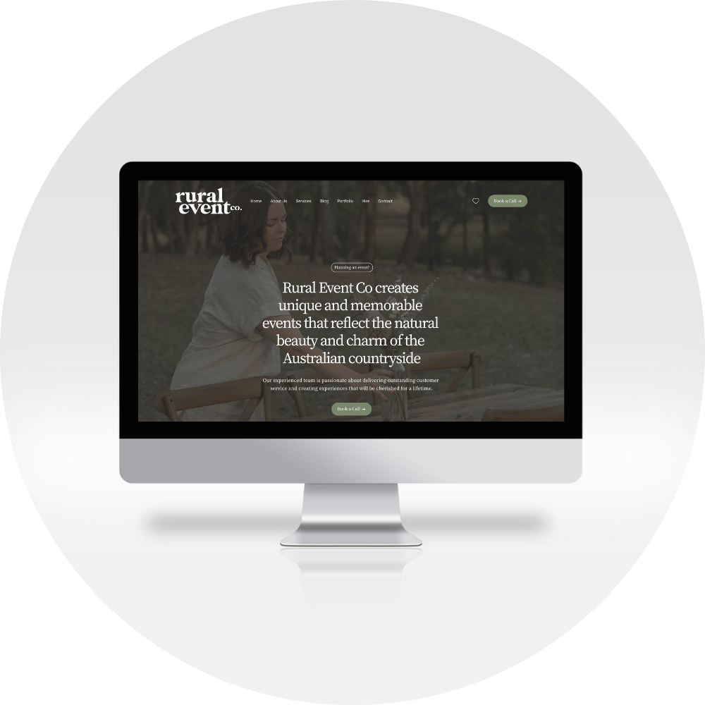 A computer screen displaying website design for an event planning company.