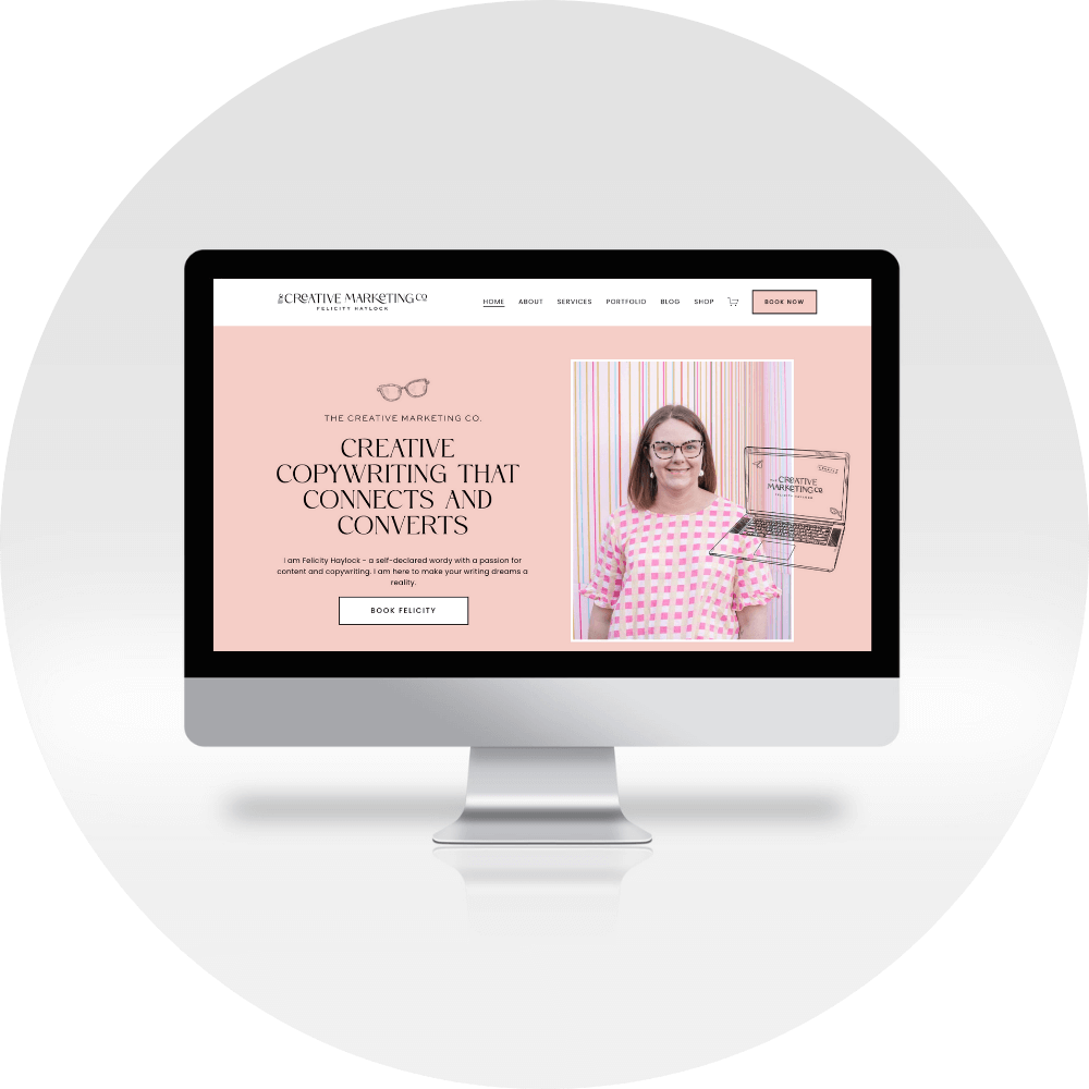 A computer screen displaying website design for a social media marketing company.